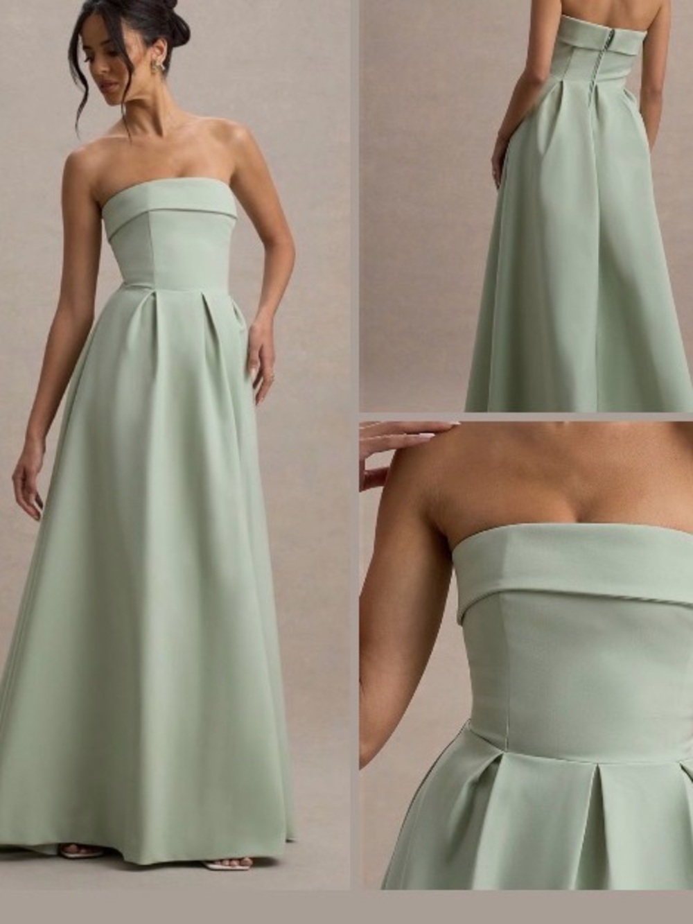 Strapless A-Line Gown in Soft Sage/Pistachio